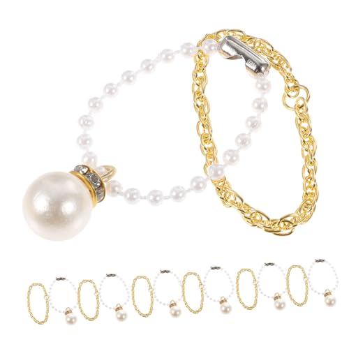 Gatuida 30 Stück Teiliges Mini Schmuckset Halsketten für Mädchen Pretend Play Zubehör für Puppen DIY Modeschmuck mit Perlen Goldkette und Anhängern von Gatuida