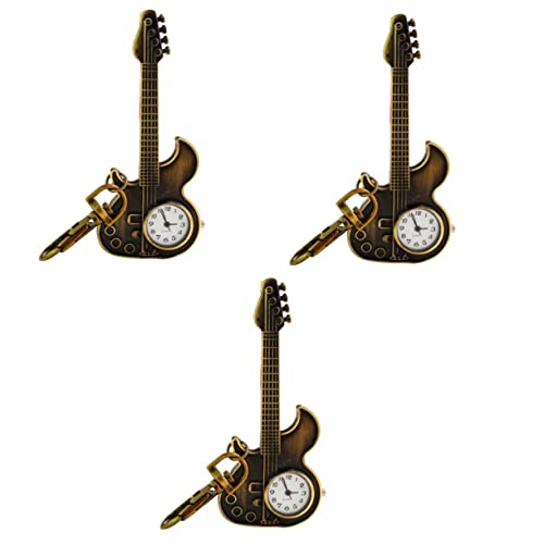 Gatuida 3stücke Gitarrenförmige Clip-Uhr Im Vintage-Stil Praktische Schlüsselbunduhr Mit Elegantem Design Für Alltag Und Besondere Anlässe von Gatuida