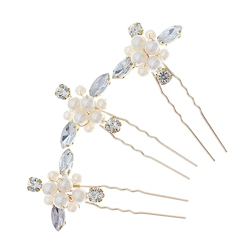 Gatuida 3stücke Haarnadel Mit Blumen Für Frauen U-form Haarschmuck Mit Kristallblumen Für Brautjungfern Hochzeit Prom Party Accessoires Haarteil Für Braut von Gatuida