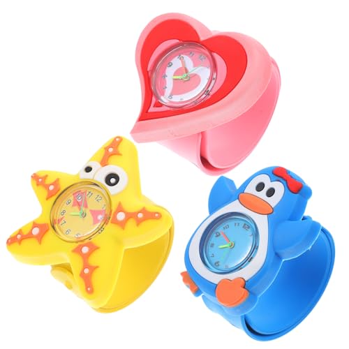 Gatuida 3stücke Kinderuhr Cartoon Muster Silikonarmband Arabische Ziffern Uhrzeit Lernen Studentenuhr Schöne Uhr Junge Mädchen Geschenk Patting-uhr von Gatuida