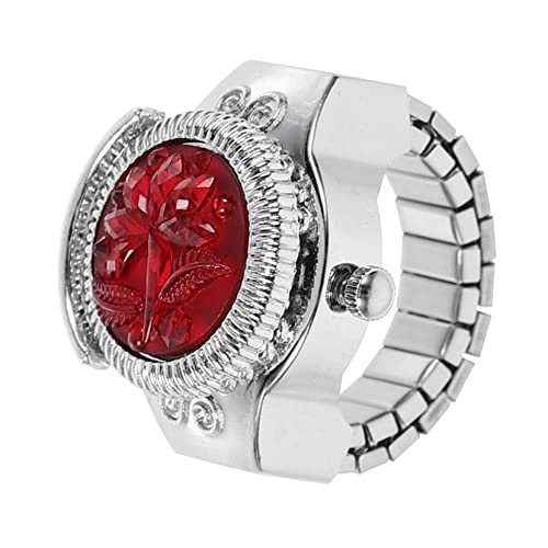 Gatuida 3stücke Tragbare Finger Ringuhr Dekorative Quarzuhr Für Damen Stilvolle Und Praktische Fingerringe Für Alltag Modisches Accessoire Mit Rosenmuster von Gatuida