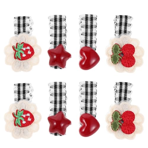 Gatuida 4 Paar Obst-Haarklammern für Mädchen – Kirsche, Erdbeere, Mini-Krokodilspange, karierte Haarnadeln – Rutschfeste Accessoires für Damen und Kinder, ideal zum Styling und Partys von Gatuida