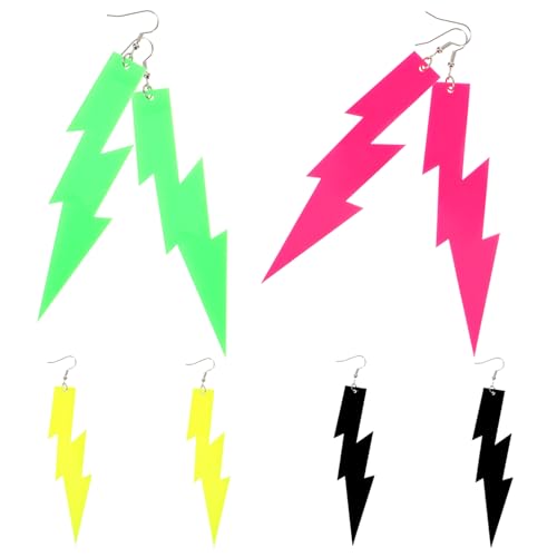 Gatuida 4 Paare Blitzform Ohrringe für Frauen Akryl Dangle Ohrringe Gelb Schwarz Rosa und Grün Punk für Partys und Alltag Leicht und Gatuida 4 Paare Blitzform Ohrringe für Frauen Akryl Dangle Ohrringe Gelb Schwarz Rosa und Grün Punk für Partys und Alltag Leicht und von Gatuida
