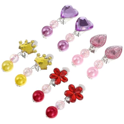 Gatuida 4 Paare Ohrclips ohne Ohrlöcher Bunte Clip Ohrringe mit Anhängern Hautfreundlich Sicher und Langlebig Verstellbar Modischer Schmuck für Mädchen Vielseitig Kombinierbar für Alltag von Gatuida