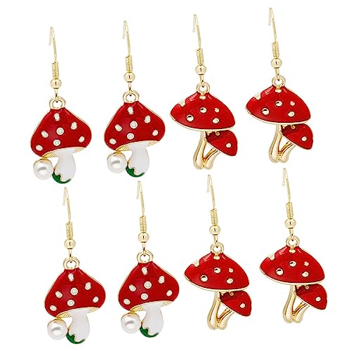 Gatuida 4 Paare Pilz Ohrringe Damen Hängend Leicht Modisch Lustig Cartoon Ohrschmuck von Gatuida