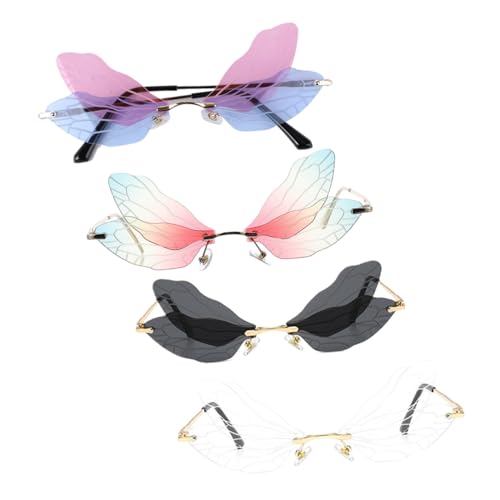 Gatuida 4 Paare Randlose Dragonfly Flügel Sonnenbrille Metall und Pc Material Unregelmäßige Brillengläser für Damen und Herren Party Hochzeit Alltag Gatuida 4 Paare Randlose Dragonfly Flügel Sonnenbrille Metall und Pc Material Unregelmäßige Brillengläser für Damen und Herren Party Hochzeit Alltag von Gatuida