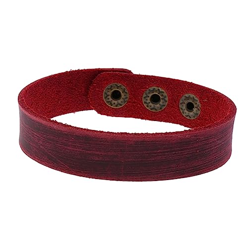 Gatuida 4stücke Lederarmband Für Unisex Einfache Handgelenkkette Diy-rindslederarmband Kreative Armband-dekoration Für Alltag Und Ausflüge Retro-weinrot von Gatuida