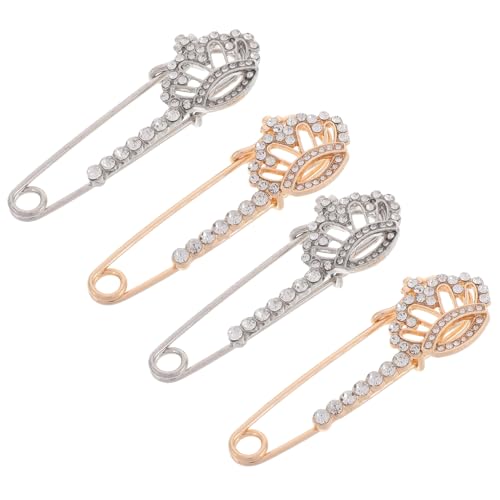 Gatuida 4 STÜCKE Teiliges Gold Weiß Broschen Sicherheitsnadeln für Damen Kleidung Anstecknadeln Strickjacke Cardigan Zubehör Modisch Langlebig von Gatuida