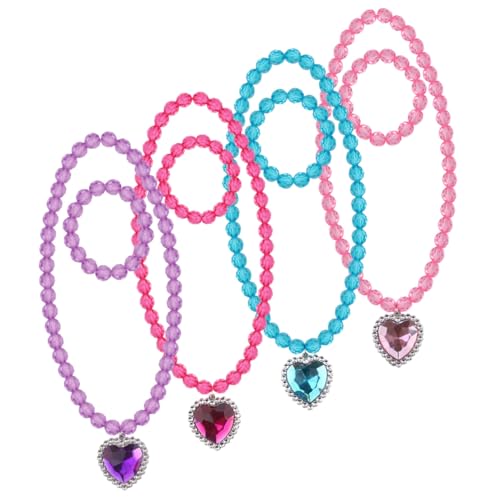 Gatuida 4 Sätze Teiliges Kinderschmuckset für Mädchen Prinzessin Halskette und Armband Bunte Schmuckstücke für Kleine Mädchen Modisch und Auffällig Geeignet für Kinderpartys von Gatuida