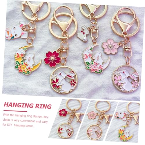 Gatuida 4 Stck Teiliges Metall Schlüsselanhänger mit Kirschblüten und Kaninchen Handliche Tasche Charms Langlebig und Dekorativ Geeignet für Handtaschen Rucksäcke und Schlüsselbund von Gatuida