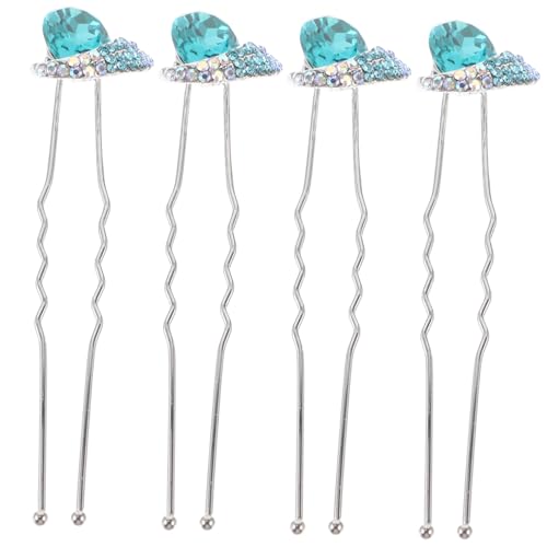 Gatuida 4 Stck Teiliges U förmige Haarnadeln mit Blauen Strasssteinen Leichte Metall haarschmuck für Hochzeit Verlobung Party und Besondere Anlässe Eleganter Haarschmuck für Damen und von Gatuida