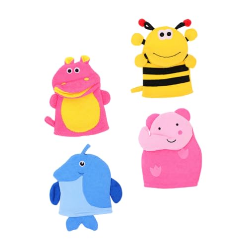 Gatuida 4 Stück Badehandschuhe Cartoon Körperpeeling Handschuhe Sanft Exfolierend Leicht Komfortabel für Empfindliche Haut Praktisches Bad und Reise Accessoire für Mädchen Jungen von Gatuida