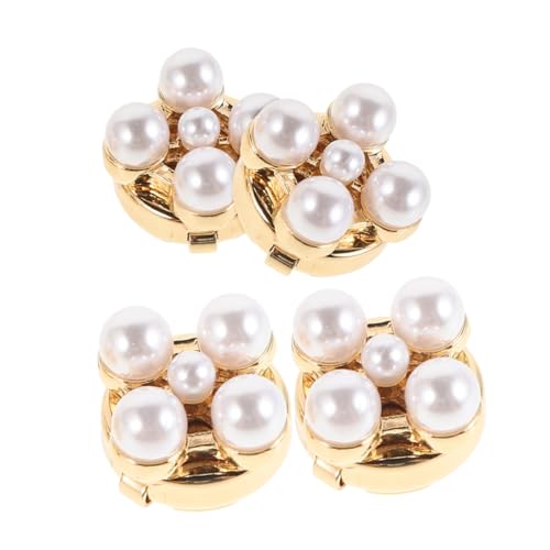 Gatuida 4 Stück Blüten Manschettenknöpfe mit Perlenbesatz Modische Schmuckknopf abdeckungen für Damenhemden Edle Ärmelknöpfe zur Kleidungsdekoration Stilvolle Blüten button accessoires von Gatuida