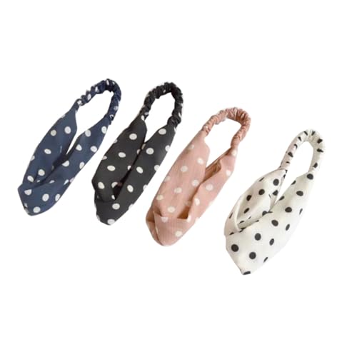 Gatuida 4 Stück Breites Damen Haarband mit Gepunktetem Kreuzdesign Elastisches Stirnband für Sport Yoga und Duschen Teiliges in Gemischten Farben Atmungsaktiv und Komfortabel von Gatuida