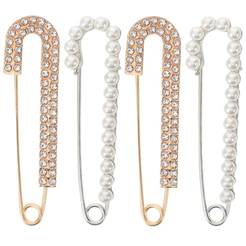 Gatuida 4 Stück Broschen mit Perlen und Strass für Damen Sicherheitsnadeln für Schals Pullover und Kleider Accessoires für von Gatuida