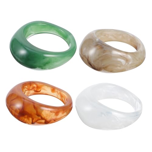 Gatuida 4 Stück Bunte Resin Ringe Stylische Finger Ringe Strapazierfähigem Material für zu Weihnachten Valentinstag und Leicht und Komfortabel von Gatuida