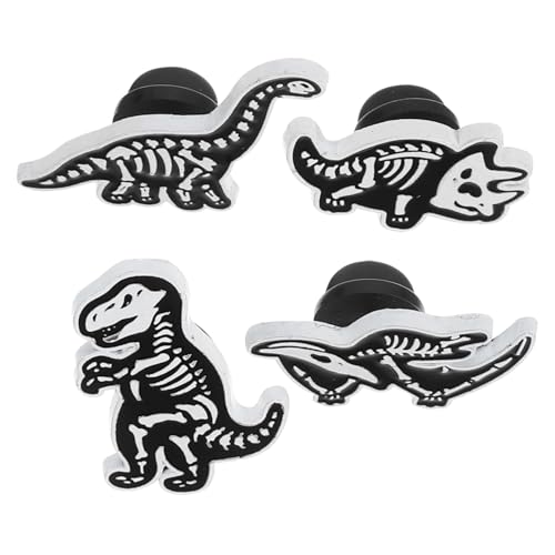 Gatuida 4 Stück Dinosaurier Skelett Broschen aus Langlebiger Legierung Modische Anstecknadeln im Knochen Design Passend für Jacken Taschen Hüte Besondere Geschenkidee für Damen und von Gatuida