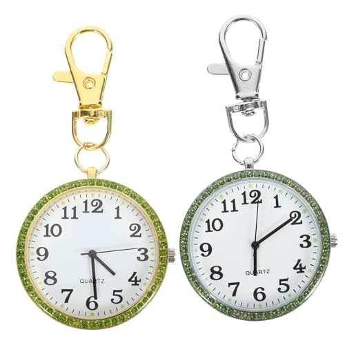 Gatuida 4stücke Clip Taschenuhr Mit Strass-Dekoration Große Ziffern Schlüsselanhänger Für Praktische Uhr Für Alltag Und Beruf Edelstahl Einfach Zu Befestigen von Gatuida