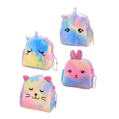 Gatuida 4stücke Einhorn-förmige Tasche Aus Plüsch Wechseltasche Für Und Geld Wechselaufbewahrungstasche Mit Cartoon-Einhorn-Muster Kleine Tasche Für Schlüssel Lippenstift Karten Und Andere von Gatuida