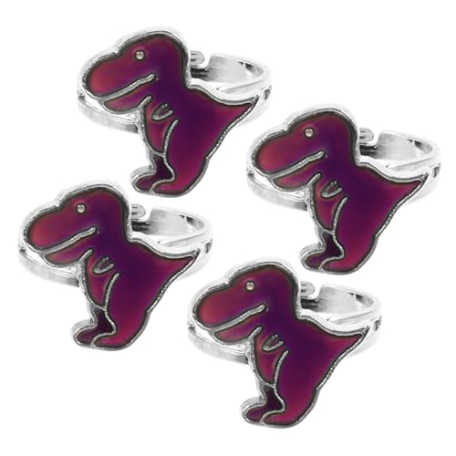 Gatuida 4 Stück Einstellbare Dinosaurier Stimmungsringe für Farbwechsel Ringe mit für Jungen Mädchen Emotionserkennung durch Temperaturänderung Niedliches Dino design Verstellbare von Gatuida