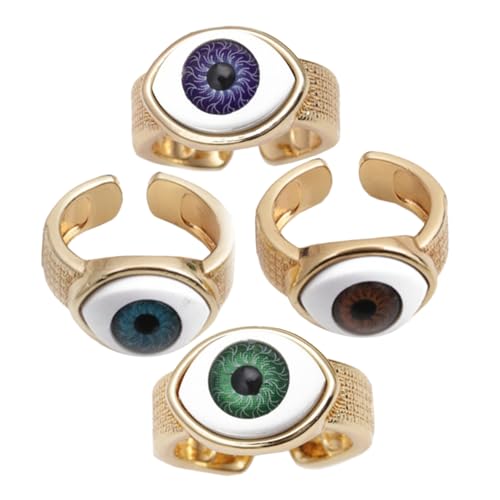 Gatuida 4 Stück Evil Eye Ringe aus Kupfer Verstellbare Unisex Fingerringe Modisch Langlebig und Leicht für Alltag Party und Zeremonien Geeignet von Gatuida