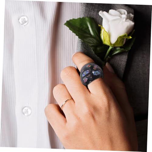 Gatuida 4 Stück Glasringe Damen Bunte Modeschmuck Finger Ringe Kreativ Stilvoll Für Party Alltag Geschenk von Gatuida