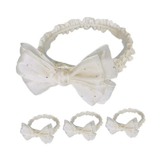 Gatuida 4 Stück Haarbänder mit Schleife Elastische Weiche Haarschleifen für Mädchen Bequeme Haarschmuck für Kleinkinder Festliche Kopfbedeckung für Fotos und Alltag von Gatuida