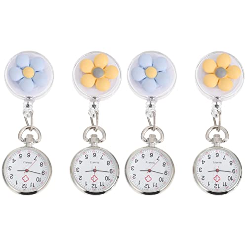 Gatuida 4stücke Blumenmuster Clip Taschenuhr Für Tragbare Und Präzise Quartz-Uhr Für Medizinisches Personal Für Einsatz Im Pflegebereich von Gatuida