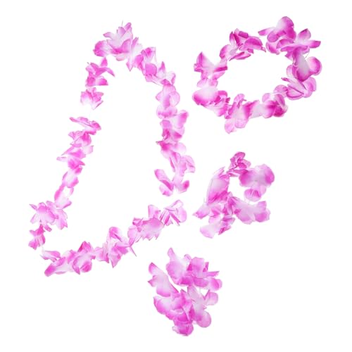Gatuida 4 Stück Hawaiianisches Teiliges Blumenkette Set aus Vielseitig als Halskette Stirnband und Armband Tragbar Strapazierfähig und Farbecht für Strandpartys Hochzeiten und Luau Feiern von Gatuida