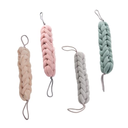 Gatuida 4 Stück Langes Peeling badetuch Aufhänger Hautfreundlich Schnelltrocknend Pe material Rückenschrubben Praktische Form für Dusche und Bad Zufällige Farbe Zufällige Farbe von Gatuida