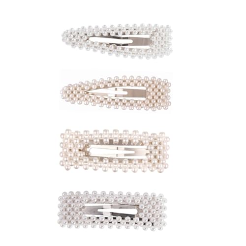 Gatuida 4 Stück Perlen Haarspangen Geometrische Haarklammern in Gold und Silber Robuste Haarnadeln für Frauen und Mädchen Modischer Haarschmuck für Alltag und Besondere Anlässe von Gatuida