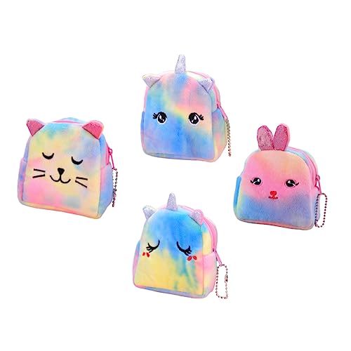 Gatuida 4 Stück Plüsch Einhorn Münzbeutel Bunte Tier Aufbewahrungstaschen Kleine Geldbörse für Mädchen von Gatuida