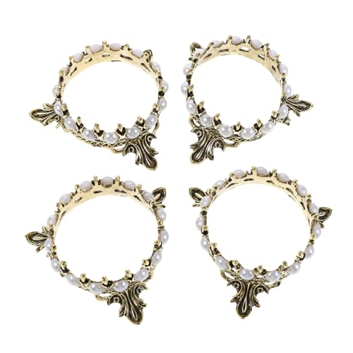 Gatuida 4 Stück Retro Crown Nail Art Pen Halter mit Perlenverzierung Langlebiger Pinsel Organizer Ständer für Maniküre Werkzeuge Stilvoller Vintage Nagel Pinselhalter für Salon und Zuhause von Gatuida