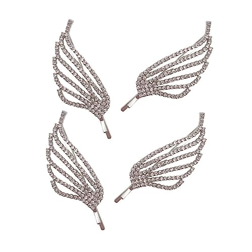 Gatuida 4 Stück Rhinestone Haarklammer Set für Damen Funkelnde Haarspangen mit Flügel Design für Hochzeiten Partys und Besondere Anlässe Silber von Gatuida