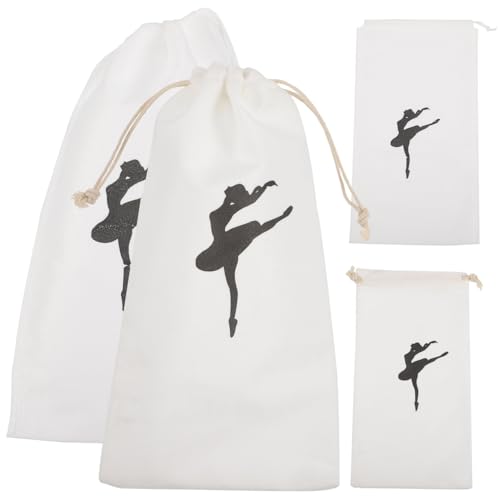 Gatuida 4 Stück Teiliges Ballettschuh aufbewahrungsset aus Atmungsaktivem Canvas mit Praktischem Kordelzug Leichte Tanzschuhtasche für Mädchen Wiederverwendbar Organisation von von Gatuida