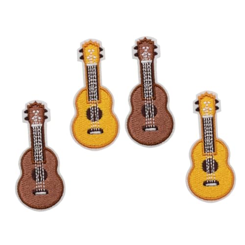 Gatuida 4 Stück Teiliges Bestickte Gitarren Broschen Kreative Ukulele Motive Leichte Anstecker zur Dekoration von Kleidung Taschen Rucksäcken und Accessoires Modisch und Kompakt von Gatuida