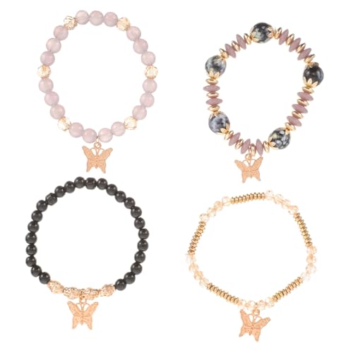 Gatuida 4 Stück Teiliges Damen Armband Schmetterling Perlen Modeschmuck Leichtes Langlebiges Handgelenkschmuck Geschenkidee für Alltag Hochzeit Geburtstag von Gatuida