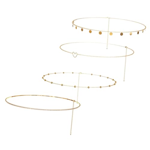 Gatuida 4 Stück Teiliges Damen Body Chain Verstellbar Leicht mit Funkelnden Strasssteinen Modischer Taillengürtel für Kleider Strandpartys Vielseitiger Körperschmuck von Gatuida