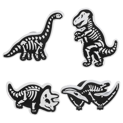 Gatuida 4 Stück Teiliges Dinosaurier Skelett Broschen aus Legierung Kreative Dinosaurier Knochen Anstecknadeln Modische Lapel Pins für Kleidung Taschen Schals für Damen und Freunde von Gatuida