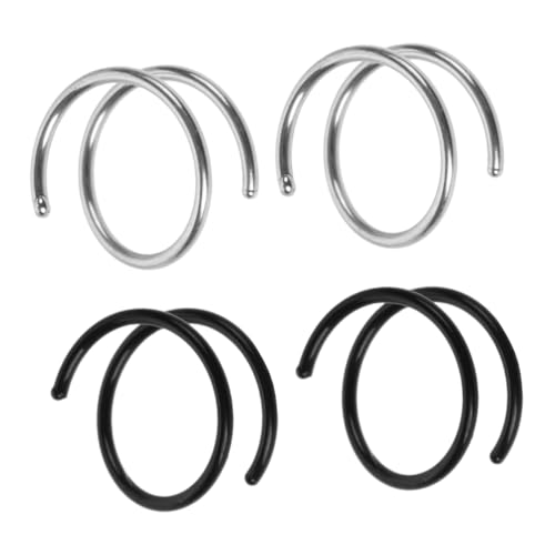 Gatuida 4 Stück Teiliges Doppelte Spirale Nasenringe aus Edelstahl Dekorative Schmerzfreie Nasenstecker für Damen Sicherer Halt Modischer Nasenschmuck in Stahlfarben und Schwarz von Gatuida