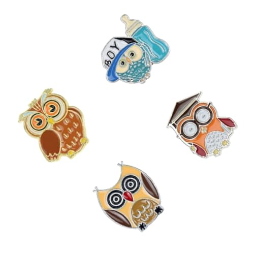 Gatuida 4 Stück Teiliges Eulen Cartoon design Niedliche Anstecknadeln Modische Kleidungspins für Frauen und Mädchen Party accessoires von Gatuida