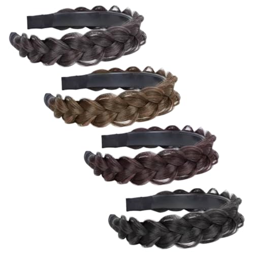 Gatuida 4 Stück Teiliges Geflochtenes Haarband mit Echtem Haar Look Hitzebeständig und Langlebig Modische Stirnbänder für Damen und Mädchen Geeignet für Alltag Party und Besondere Anlässe von Gatuida