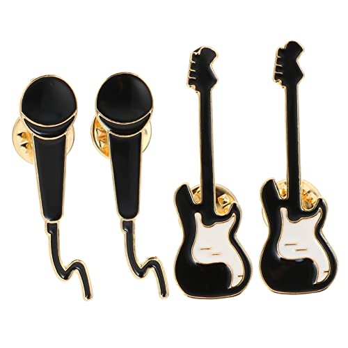 Gatuida 4 Stück Teiliges Gitarren und Mikrofon Broschen Legiertem Metall Filigrane Anstecknadeln für Kleidung und Accessoires Rock Designs für Damen und Herren von Gatuida
