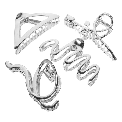 Gatuida 4 Stück Teiliges Große Silberne Metall Haarklammern für Langes Haar Starke Haarspangen mit Rutschfestem Griff Modische Haarschmuck Clips für Damen und Mädchen Geeignet für Büro von Gatuida
