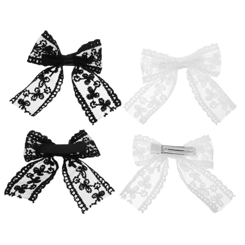 Gatuida 4 Stück Teiliges Haarklammern mit Spitzen Schleifen Stilvolle Haarnadeln für Damen Modische Haaraccessoires in Schwarz und Weiß Stilvoll für Hochzeit Party Alltag von Gatuida