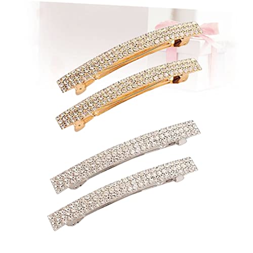 Gatuida 4 Stück Teiliges Haarspangen für Frauen und Mädchen Temperament Haarklammern mit Dreireihigen Strasssteinen Goldfarbene und Silberfarbene Haarschmuck Accessoires von Gatuida