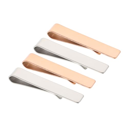 Gatuida 4 Stück Teiliges Krawattenklammern Herren Spiegelglanz Schmaler Business Clip für Anzug Hochzeit Büro Modisches Accessoire und Roségoldoptik von Gatuida