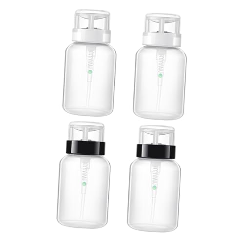 Gatuida 4 Stück Teiliges Nagellackentferner Pumpspender Flaschen Transparent mit Push Down Funktion Auslaufsicher für Nagelkunst und Make Up Entferner Inklusive Markierungsaufkleber von Gatuida