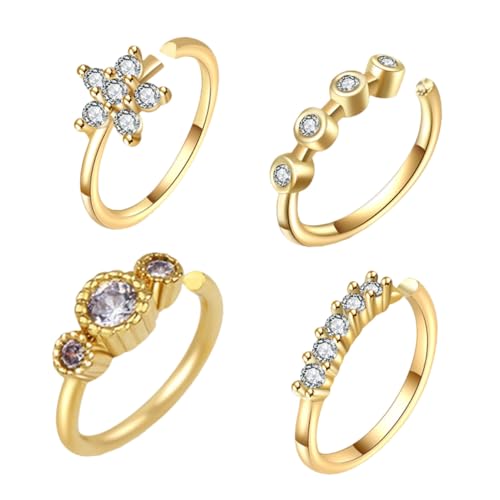 Gatuida 4 Stück Teiliges Nasenringe mit Zirkonia Hautfreundliche Nasenclips für Frauen Modische Fake Nose in Gold Schmerzfrei und Rostbeständig für Party und Alltag von Gatuida