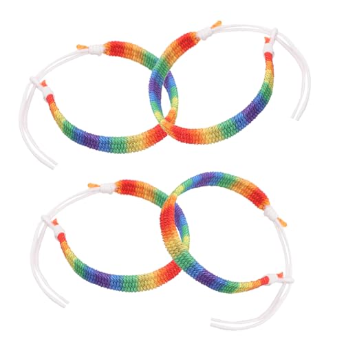 Gatuida 4 Stück Teiliges Regenbogen Armband Handgewebt Unisex Langlebig und Modisch Verstellbare Freundschaftsarmbänder für Frauen und Männer für Pride Geburtstag und Alltag von Gatuida
